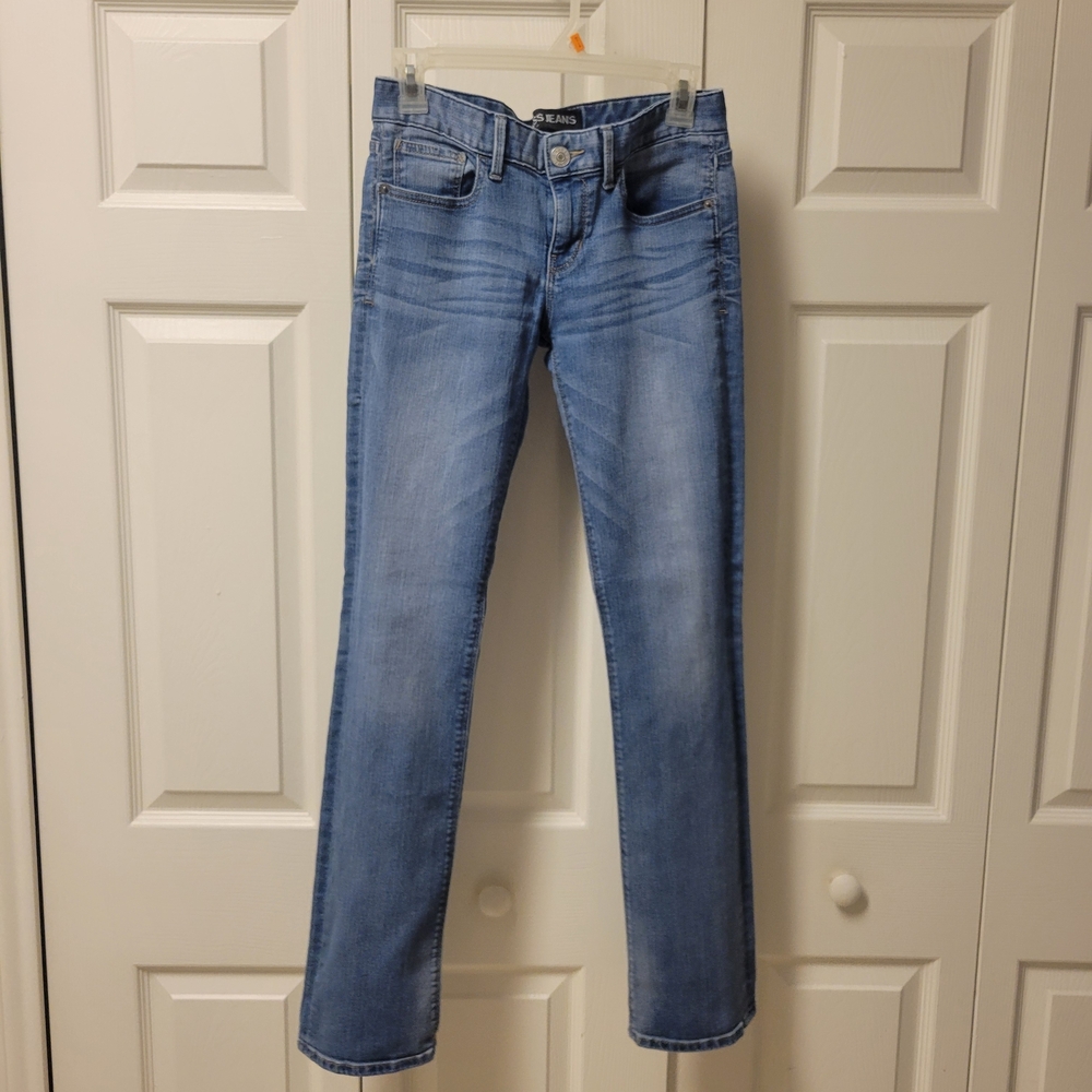 Express Light Blue Straight Leg Jeans